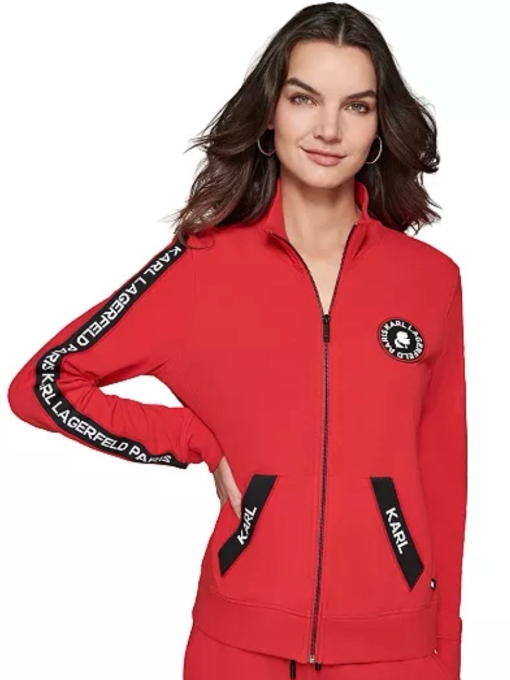 Karl Lagerfeld Paris Logo Tape Ref Track Jacket Zip-Up Jacket Size XXS